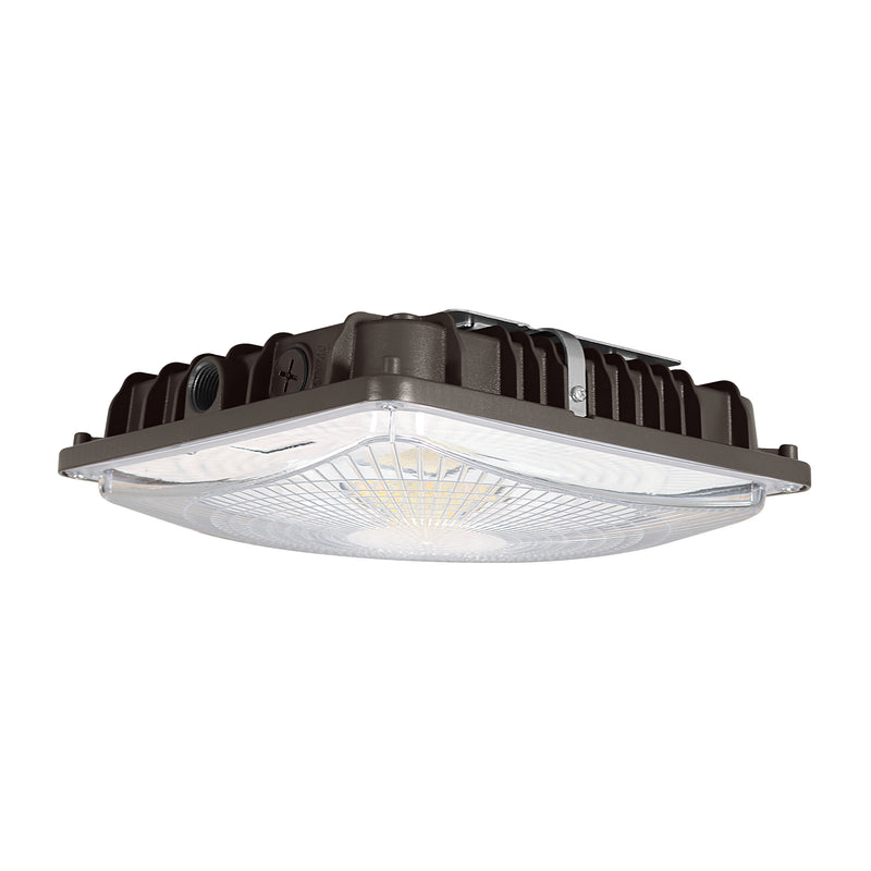 A square LED street light fixture with a dark bronze housing and a clear protective grille, shown against a plain white background.