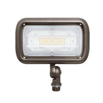 Outdoor flood light with brown casing on a white background