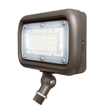 Outdoor flood light with brown casing on a white background