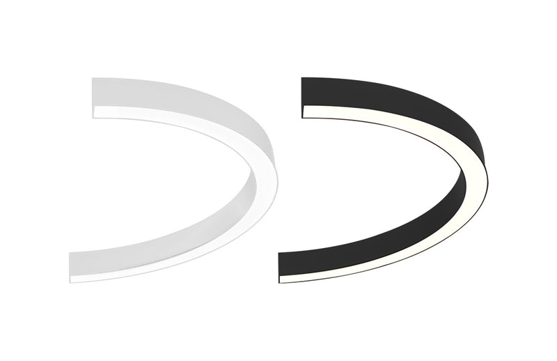36" 1/2 Circle LED Direct/Indirect Suspended Linear Fixture, 5880 Lumen Max, Wattage and CCT Selectable, 120-277V, White or Black Finish