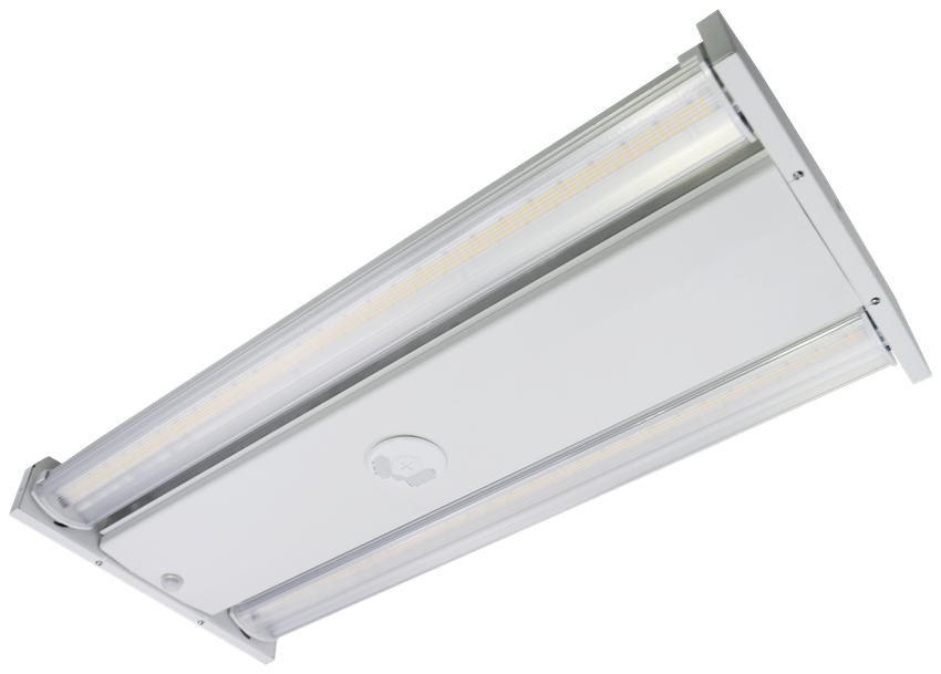 A modern linear LED ceiling light fixture with a silver metal frame and white diffuser, shown at an angle on a plain white background.