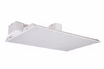 A white rectangular ceiling light fixture with a mounting bracket and junction box, shown against a plain white background.
