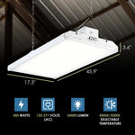 Condor Premium 4FT LED Linear High Bay Fixture, 400 Watt, 54,000 Lumens, CCT Selectable 4000K/5000K, Equal to 10 Lamp 54W T5, or 1000 Watt MH