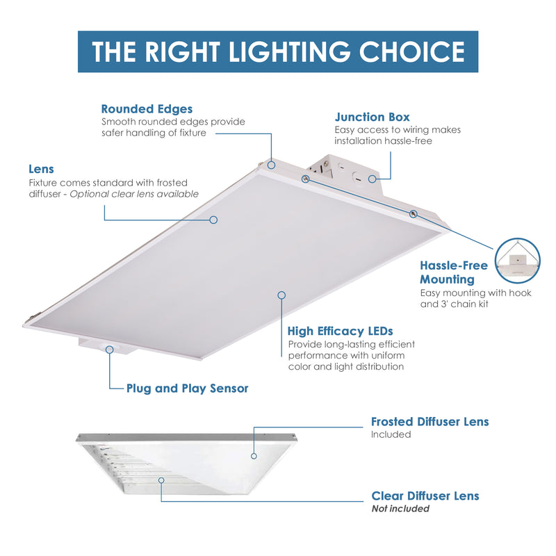 CondorX Premium 4FT LED Linear High Bay, 36,960 Lumen Max, Wattage and CCT Selectable, 120-277V, Sensor Ready