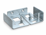 A pair of galvanized steel mounting brackets with pre-drilled holes and cutouts, shown on a clean white background.