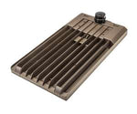 Led area parking lot light fixture with matte bronze finish and ribbed heat sink design for outdoor use