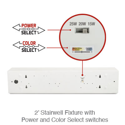 2 Foot LED Stairwell Light, 3150 Lumens, 15W/20W/25W Selectable, 120-277V, CCT Selectable 3500K/4000K/5000K