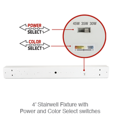 4 Foot LED Stairwell Light, 5400 Lumens, 30W/35W/45W Selectable, 120-277V, CCT Selectable 3500K/4000K/5000K