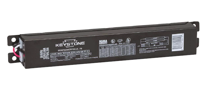 Keystone Electronic Ballast, 1 or 2 Lamps, Instant Start, F32T8, F25T8, F17T8 or F40T8, 120-277V