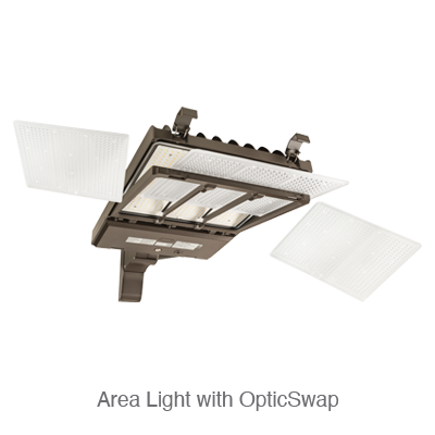 LED Area Light, 140W, Power and Color Select, Optics Selectable (Type III, IV, and V), Slipfitter Mount, NEMA Type 3-pin Twist Lock Photocell, Bronze or White Finish