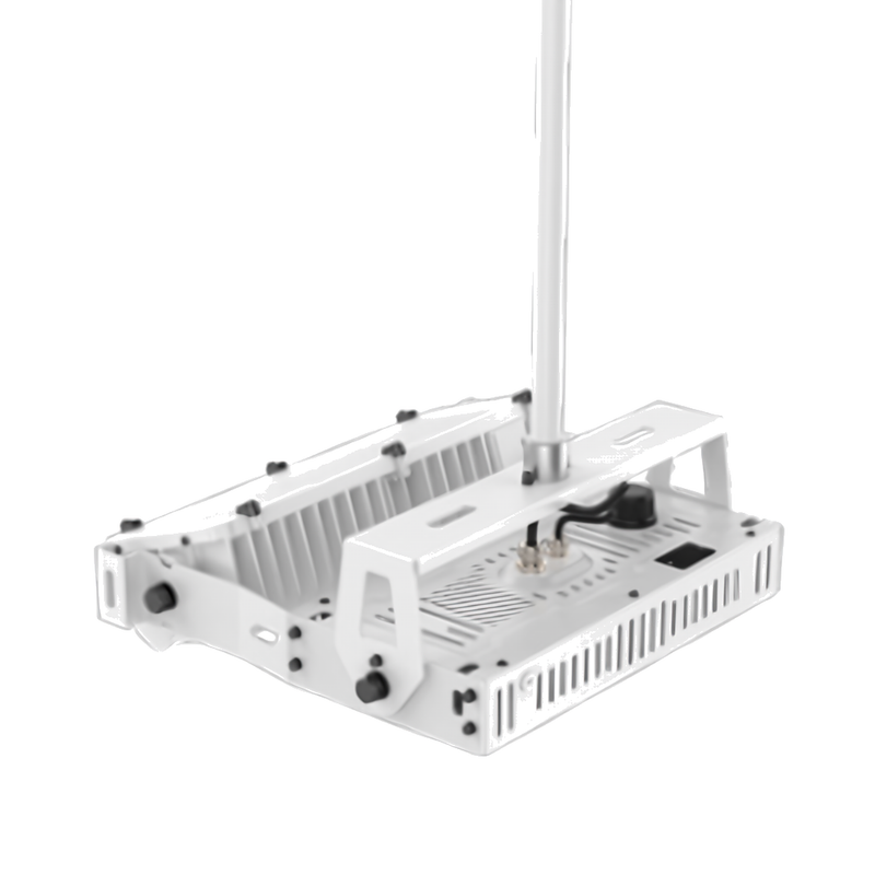 LIH Series LED high bay light mounted on a 3/4" pendant stem with the stem-mounting adapter, white housing