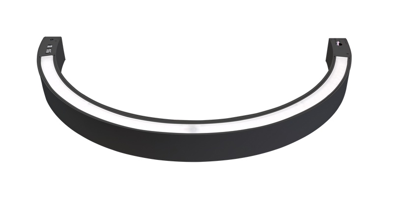 36" 1/2 Circle LED Direct/Indirect Suspended Linear Fixture, 5880 Lumen Max, Wattage and CCT Selectable, 120-277V, White or Black Finish