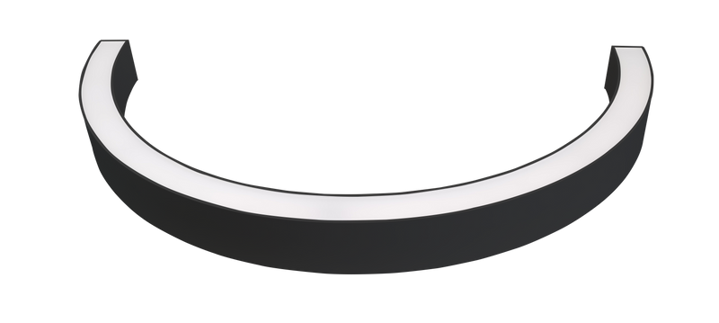 36" 1/2 Circle LED Direct/Indirect Suspended Linear Fixture, 5880 Lumen Max, Wattage and CCT Selectable, 120-277V, White or Black Finish