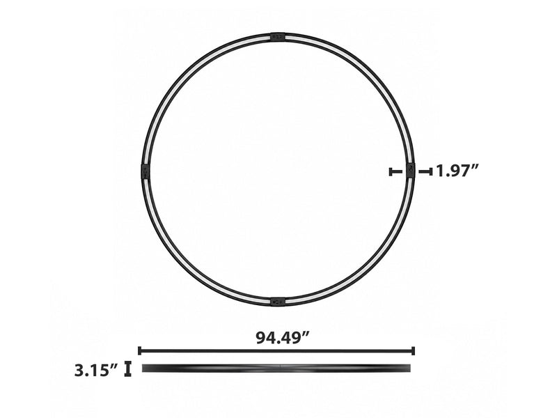 8FT LED Direct/Indirect Round Pendant Light, 33,600 Lumen Max, Wattage and CCT Selectable, 120-277V, White or Black Finish