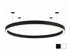 10FT LED Direct/Indirect Round Pendant Light, 33,600 Lumen Max, Wattage and CCT Selectable, 120-277V, White or Black Finish