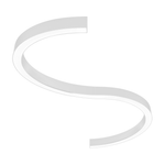 S-curve LED suspended fixture in white finish, made of two half-circle sections joined into an S shape, shown on a white background