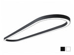 11FT Oval LED Direct/Indirect Pendant Light, 2" Wide, 30,160 Lumen Max, Wattage and CCT Selectable, 120-277V, White or Black Finish