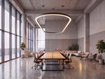 16FT Oval LED Direct/Indirect Pendant Light, 2" Wide, 52,000 Lumen Max, Wattage and CCT Selectable, 120-277V, White or Black Finish