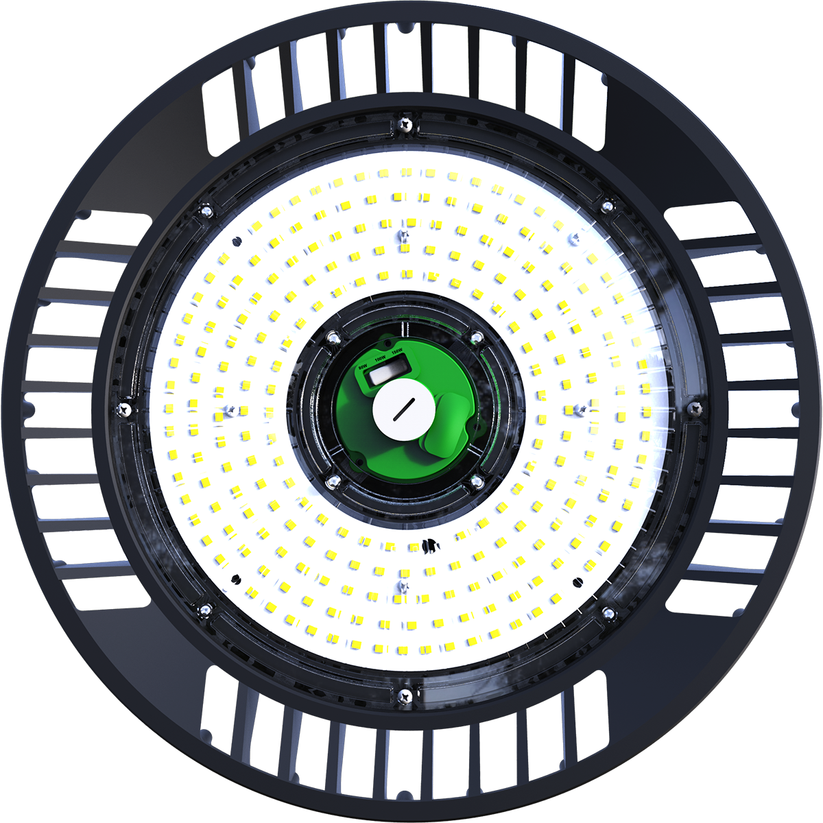 LED UFO High Bay Light, 37500 Lumen Max, Wattage Selectable 180W/200W/250W, 5000K, 100-277V, 1-10V Dimming