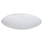 A white oval flush-mount ceiling light fixture shown against a solid white background.