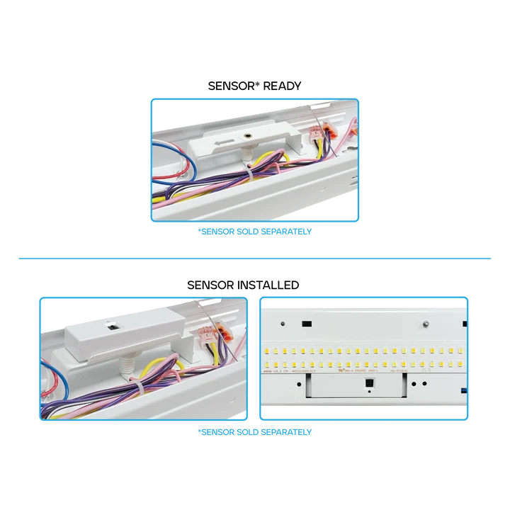 2FT LED Strip Light, 4000 Lumen Max, Wattage and CCT Selectable, 120-277V, Sensor Ready