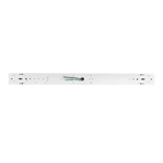 A long, narrow white electronic component or panel with multiple screw terminals, small printed markings, and a few colored wires connected near the center, shown on a plain white background.