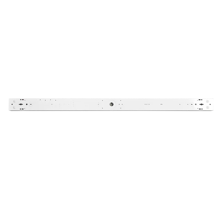 A long, slim white electronic device with multiple small black ports, switches, and a central circular logo, shown horizontally against a plain white background.