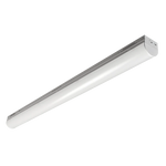 A long, cylindrical LED undercabinet light fixture with a white diffuser and silver metal housing, shown at an angle on a solid white background.