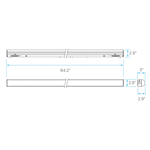 Technical dimension diagram of a long, narrow rectangular product shown in top and side views on a white background, with measurements labeled 94.2 inches, 3 inches, and 2.