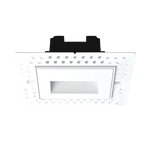 A square white ceiling light fixture with a recessed center panel and a black mounting bracket on top, shown against a plain white background.