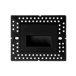 A black metal mounting bracket with a perforated outer frame and a central recessed panel, shown against a plain white background.