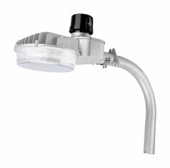 WareLight LED Dusk to Dawn, 65W, 5000K, Silver Gray Housing, 120-277V, Arm Included