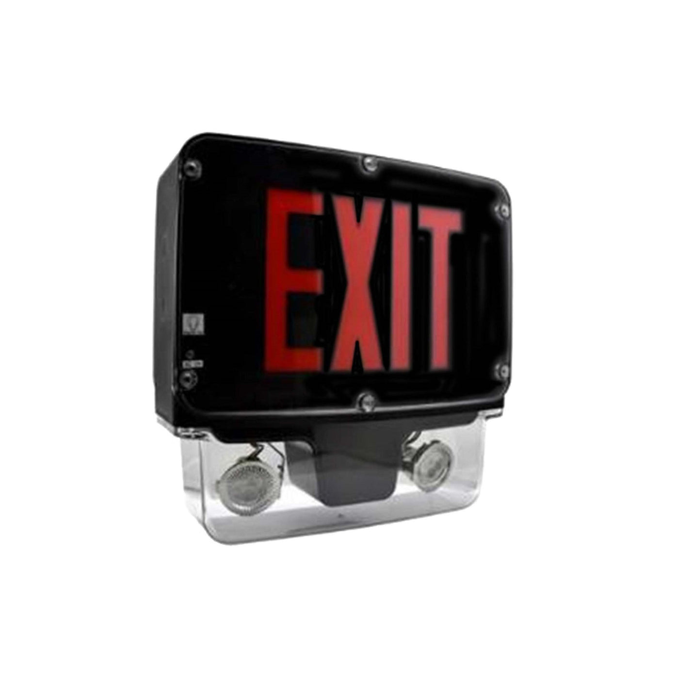 Wet Location All LED Exit and Emergency Combo, NEMA4X/NSF Listed, Double Face, 12W, 15W, or 28W, 6V, Red or Green, White or Black