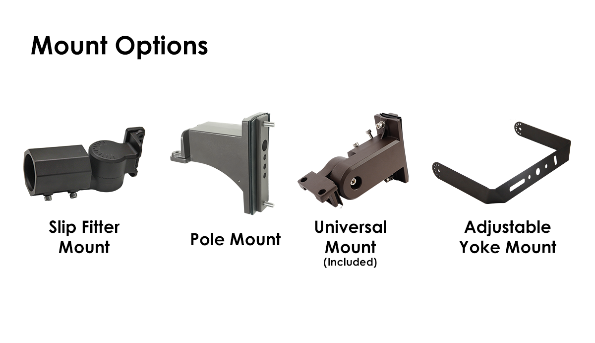 LED Area/Parking Lot Light, 22,007 Lumen Max, Wattage & CCT Selectable, Type II, III, IV, or V Optics, 120-277V