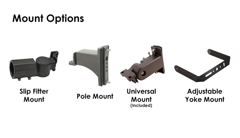 LED Area/Parking Lot Light, 43,360 Lumen Max, Wattage & CCT Selectable, Type II, III, IV, or V Optics, 120-277V