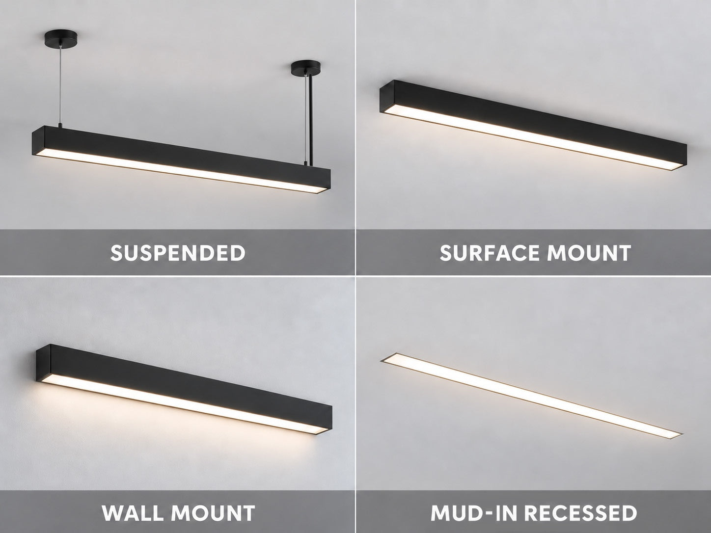 6 FT LED Direct/Indirect Suspended Linear Fixture, 9375 Lumen Max, Wattage and CCT Selectable, 120-277V, White Finish