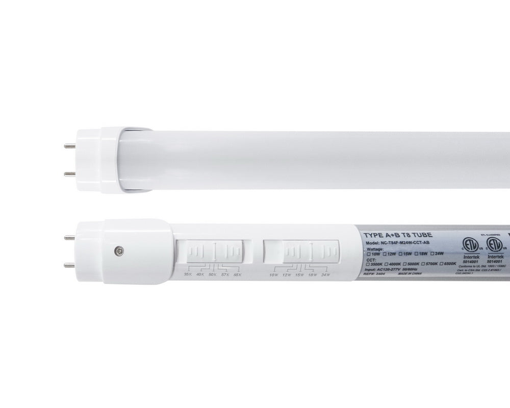30PK 4FT LED T8 Tube Light, Type A+B, Single or Double End Power, 3050 Lumen Max, Wattage and CCT Selectable, 120-277V