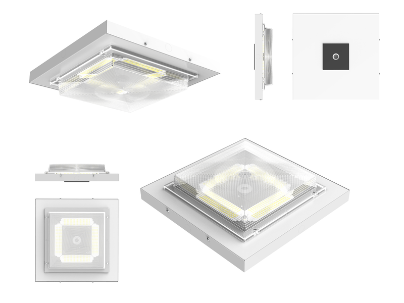 LED Canopy Light, 7700 Lumens, CCT and Wattage Selectable, 120-277V
