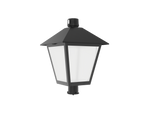 Black matte led post top light with hexagonal glass panel 8400 lumen max ideal for shopping malls lighting