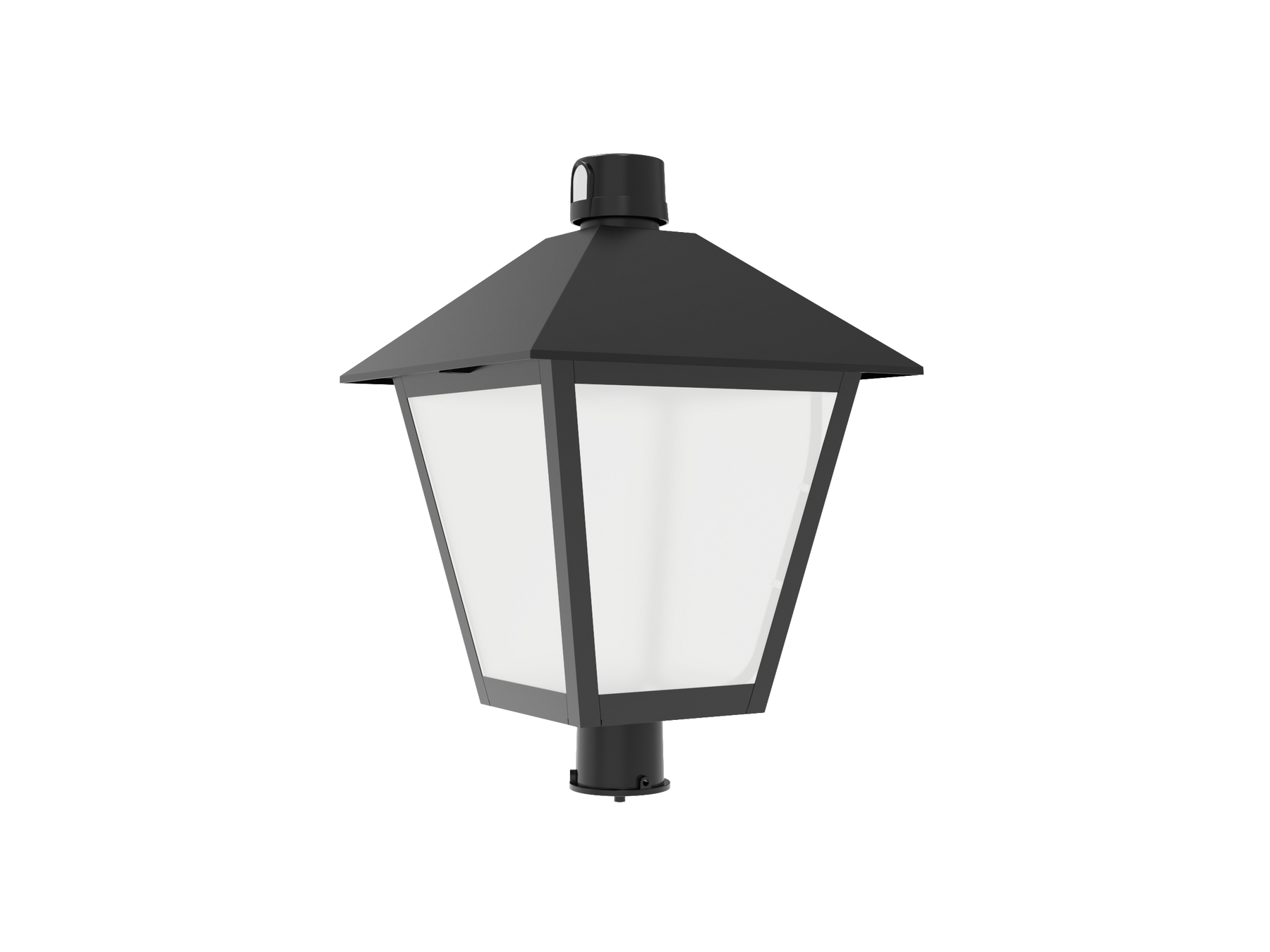 Black matte led post top light with hexagonal glass panel 8400 lumen max ideal for shopping malls lighting