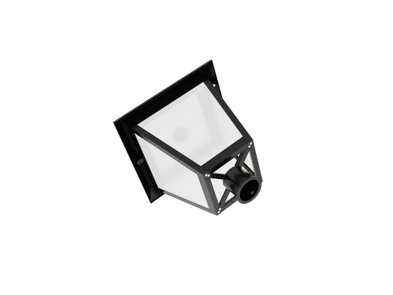 Black metal led post top light with frosted glass panels 8400 lumen max wattage and cct selectable for shopping malls