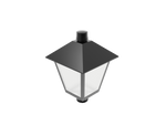 Black metal led post top light with frosted glass panels 8400 lumen max suitable for shopping malls