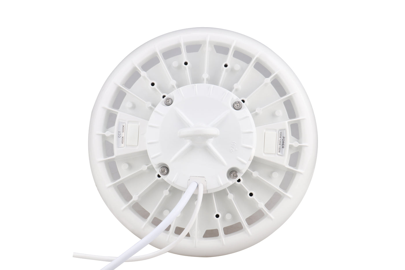 LED UFO High Bay, 100W/120W/150W Selectable, 21,112 Lumens, 120-277V, CCT Selectable 4000K/5000K, White Finish