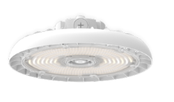 White led round high bay ceiling light with circular concentric rings 120-277v cct selectable finish options