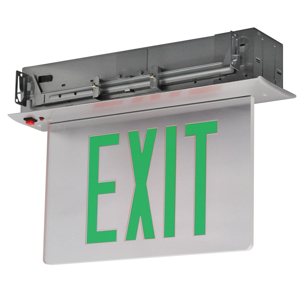 Exit Sign Panel Red LED Recessed Aluminum Edge Lit Exit Sign | Warehouse-Lighting.com