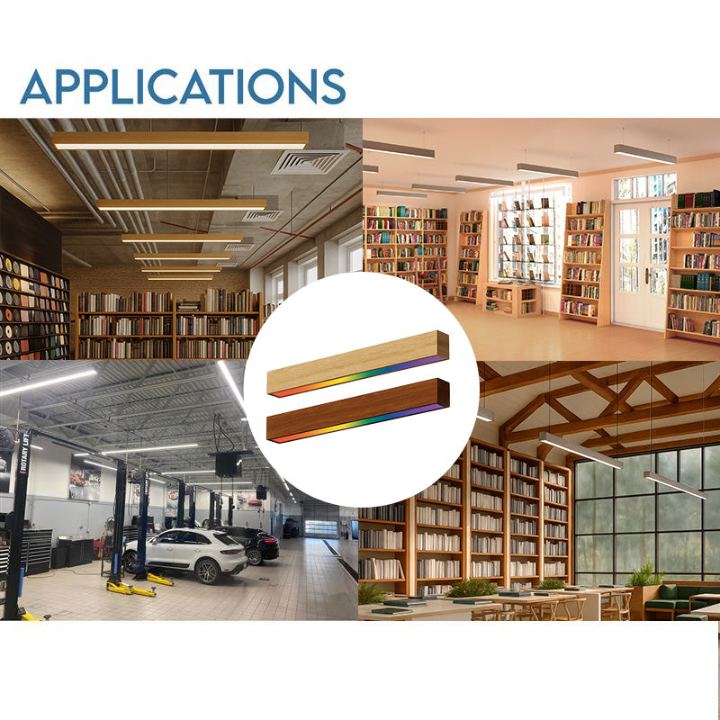 4FT LED RGBW Linear Fixture, 4800 Lumen Max, 40W, CCT Selectable, 120-277V, Natural or Teak Wood Finish