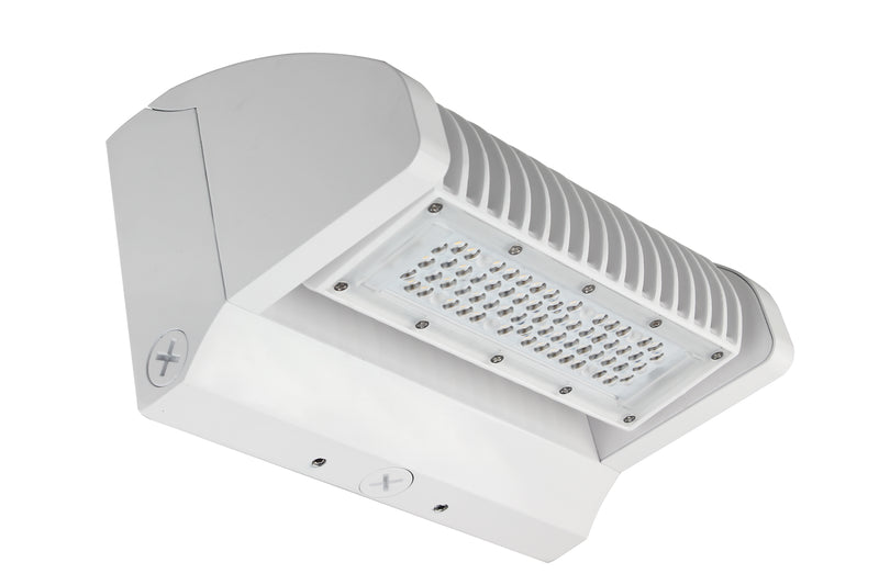 LED Adjustable Wall Pack, 5600 Lumen Max, Wattage and CCT Selectable, Integrated Photocell, 120-277V, Bronze or White Finish