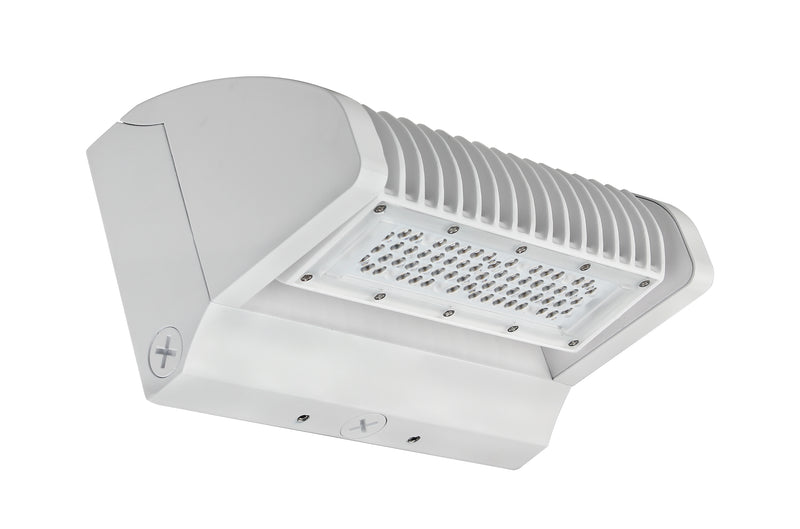 LED Adjustable Wall Pack, 5600 Lumen Max, Wattage and CCT Selectable, Integrated Photocell, 120-277V, Bronze or White Finish