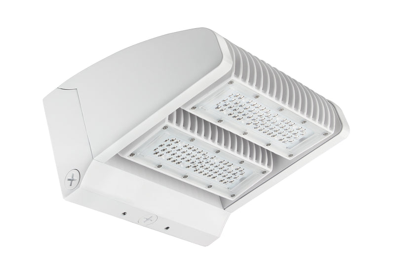 LED Adjustable Wall Pack, 11,200 Lumen Max, Wattage and CCT Selectable, Integrated Photocell, 120-277V, Bronze or White Finish