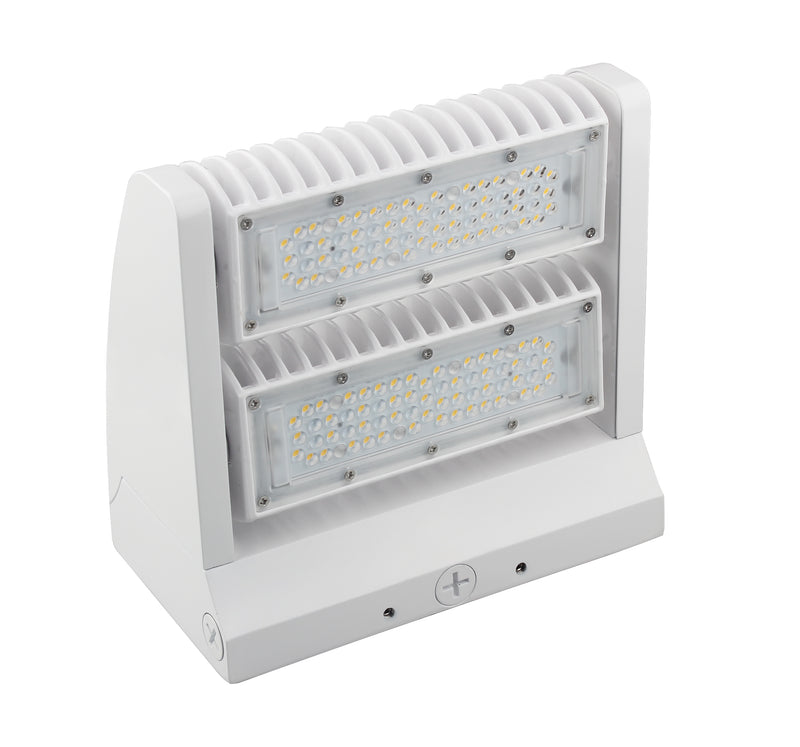 LED Adjustable Wall Pack, 11,200 Lumen Max, Wattage and CCT Selectable, Integrated Photocell, 120-277V, Bronze or White Finish